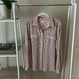 LOFT Front Pocket Button Front Blouse - Patterned